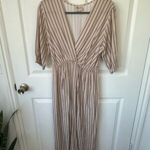 Striped V-Neck Dress | Vintage Dress | Deadstock Dress | Midi Dress